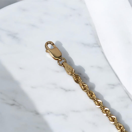 10K YG Rope Bracelet / 5.79gr / 2.7mm / 8in /