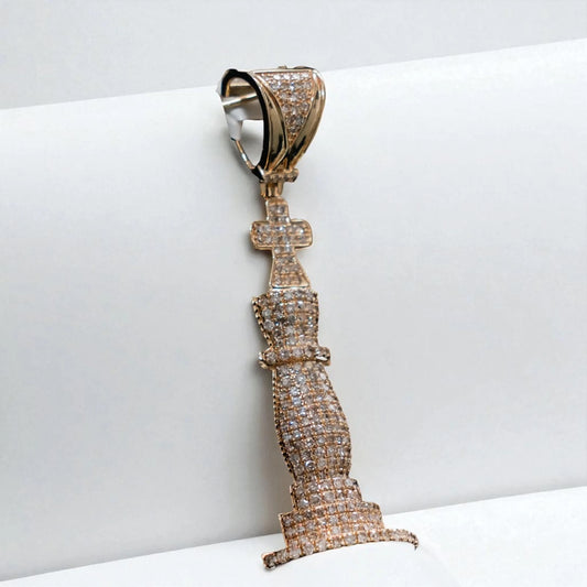 Chess King Pendant 14K Yellow Gold With Diamond / 1.44Ct Dia/ 7gr