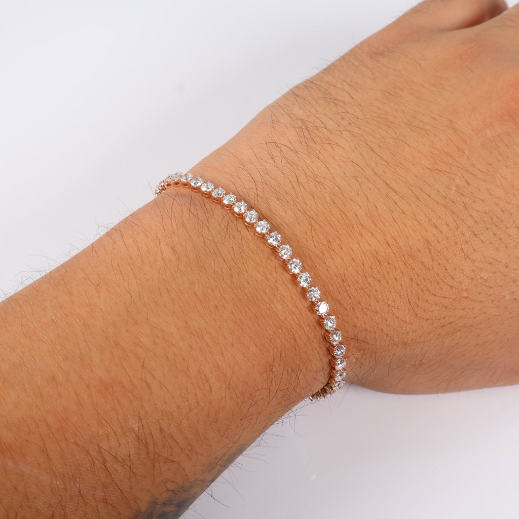 14K RG Lab Diamond Tennis Bracelet / 5.77gr / 3.3mm / 7in / 5.53Ct Lab / VS / F