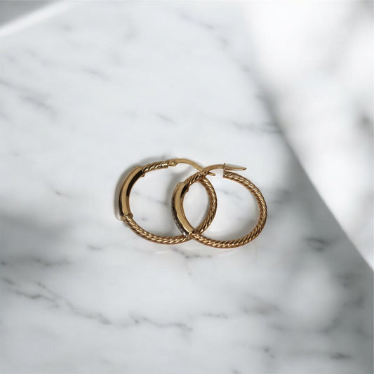 10K YG Luxury Hoop Earrings / 2.43gr / 1 in