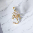 14K YG Scorpion Pendant / 5.96gr / 2in / Fucshia/Whie Zircons