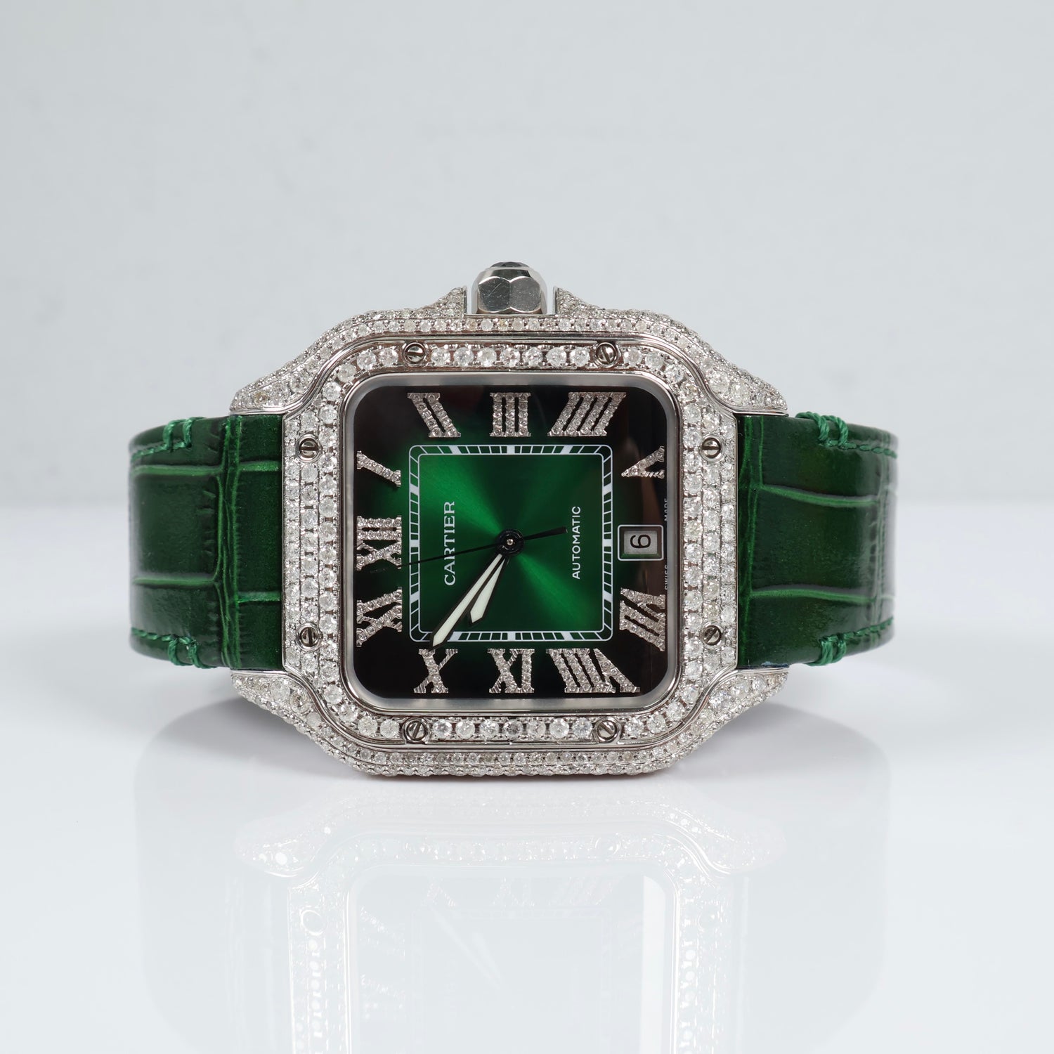 Cartier Santos Green Bustdown Watch / XL /