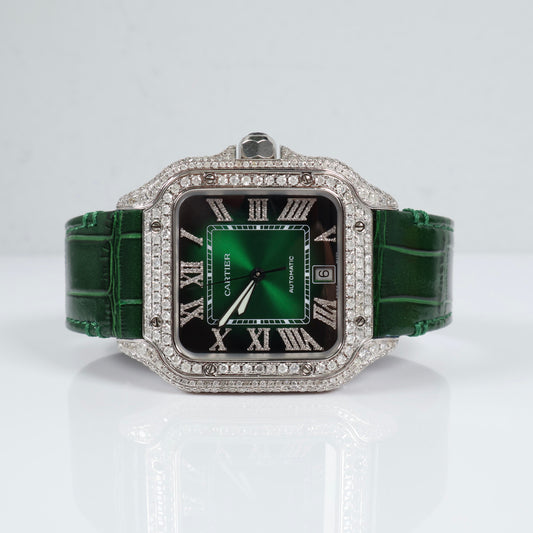 Cartier Santos Green Bustdown Watch / XL /