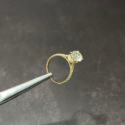 14K Yellow Gold Lab Diamond Oval Brilliant Engagement Ring 2.50Ct Lab Dia Vs / 2.73gr / Size 6 3/4