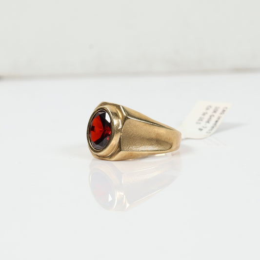 10K Yellow Gold Luxury Ring With Red Zircon / 7gr / Size 10.5