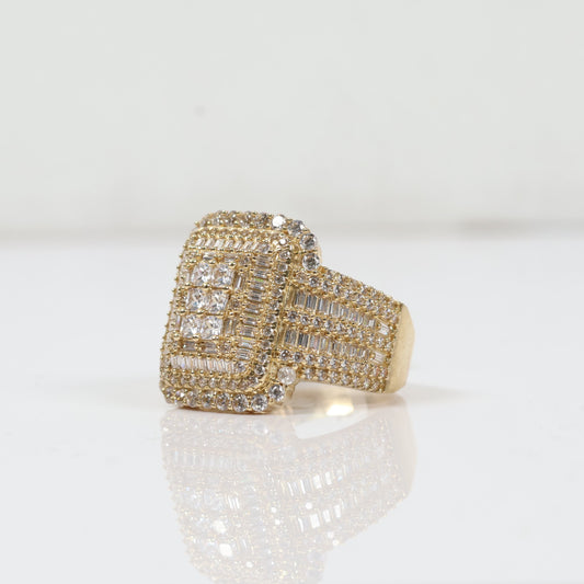 10K YG Luxury Rectangle Rings / 9.25gr / Sz 11 / White Zircons