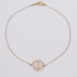 14K YG Symbol Of Peace And Love Bracelet / 1.5gr / 0.4mm / 8in / White Zircons