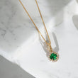 18K YG Luxury Circle Set Jewelry /  / 0.5mm / 16in / Green/White Zircons