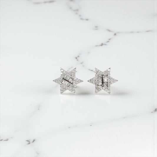 10K WG Diamond Star Stud Earrings / 1.46gr / 10mm  / D 0.40Ct