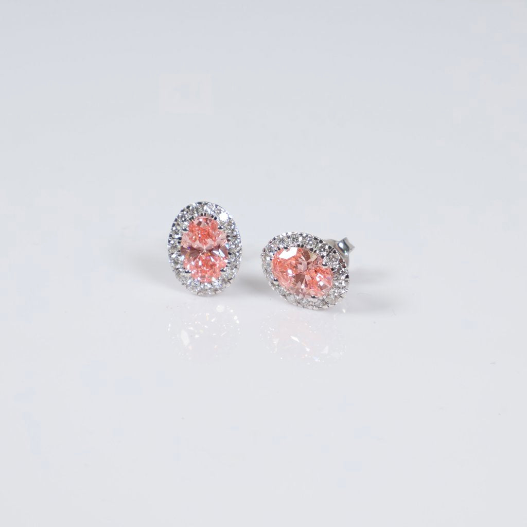 14K WG Lab Diamond Solitaire Round Stud Earrings / 3.54gr / 13mm / 4Ct Lab Dia / VS / F