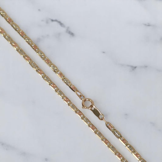 14K 3 Tone Mariner Chain / 4.2gr / 2.5mm / 18in /