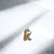 18K Yellow Gold Letter K Italics Pendant With Zircons / 0.62gr / 0.6in