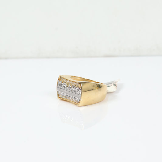 10K Yellow - White Gold Diamond Last Supper Ring 0.29Ct Dia / 9gr / Size 10