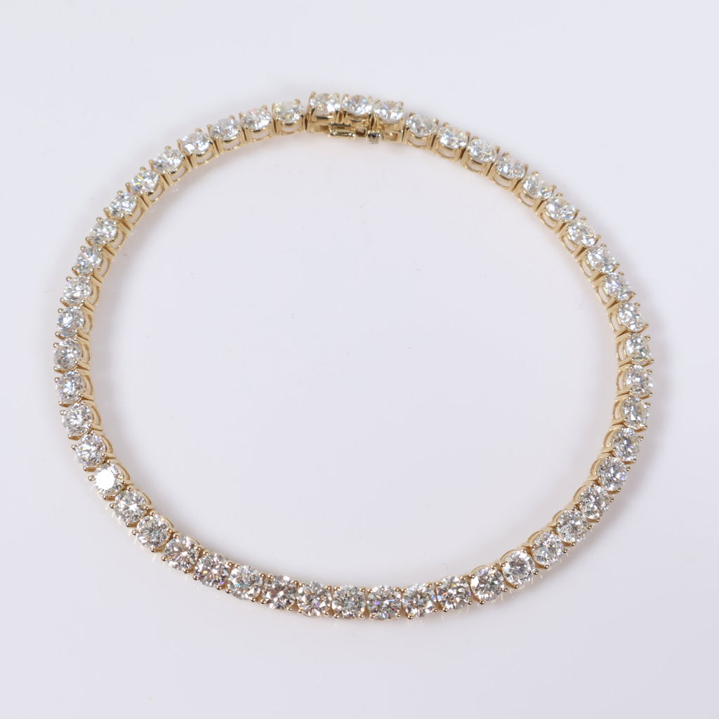 14K YG Lab Diamond Tennis Bracelet / 10gr / 4mm / 8in / 11.84Ct Lab / VS / F