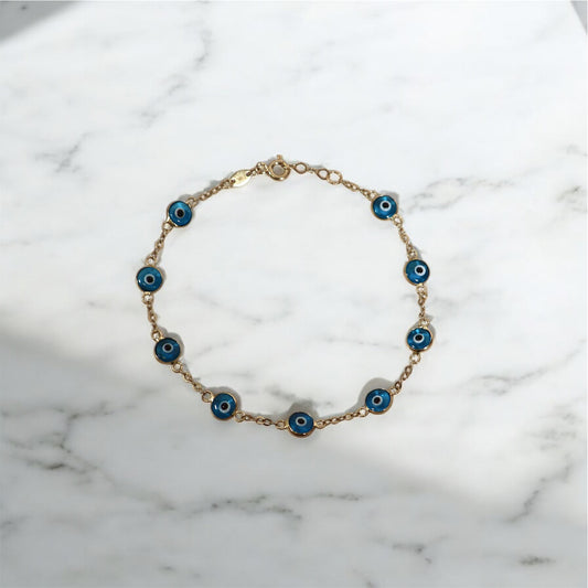 14K YG Evil Eye Bracelet / 2.20gr / 7.5in