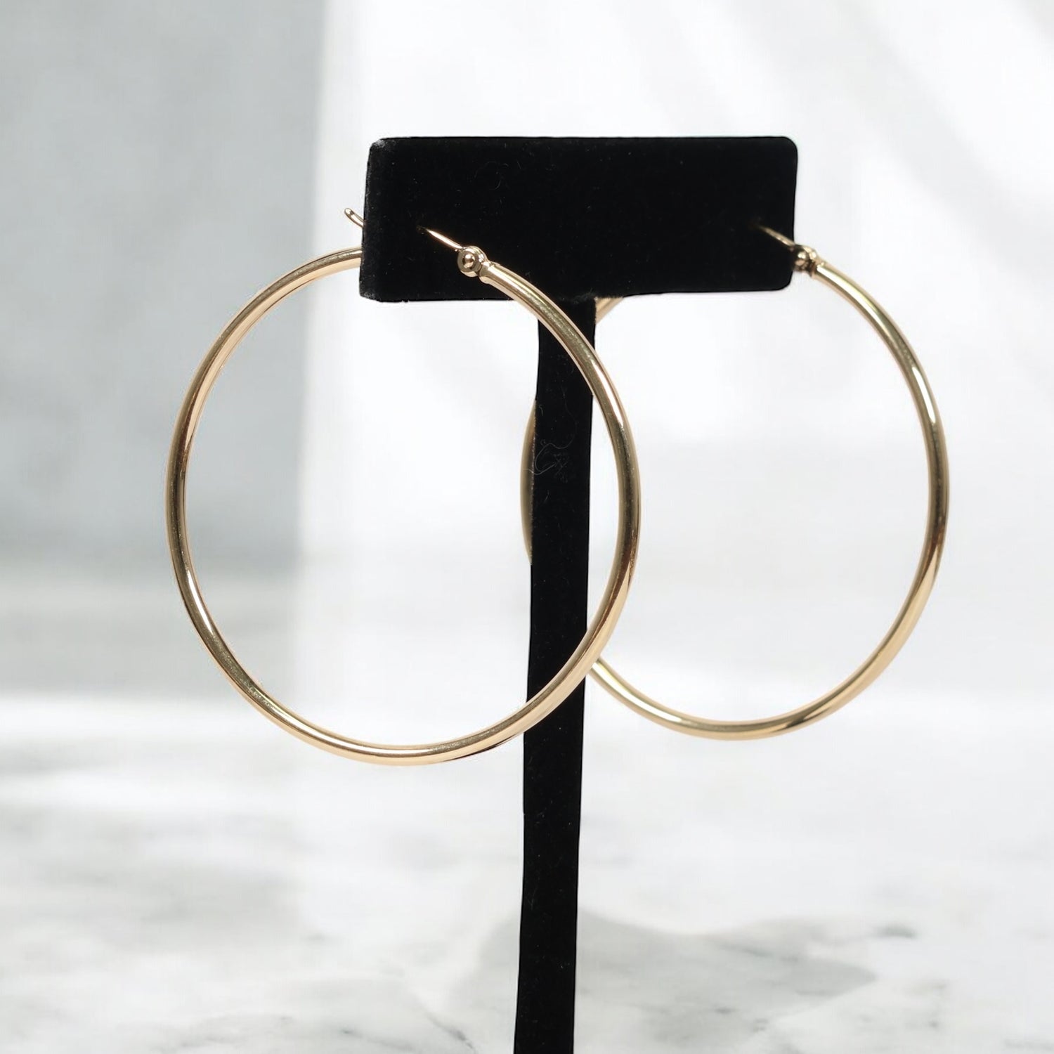 14K YG Fashion Hoop Earrings / 2.6gr / 1.7in /