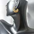 18K Yellow Gold Luxury Hoop Earrings With Zircons / 3.7gr