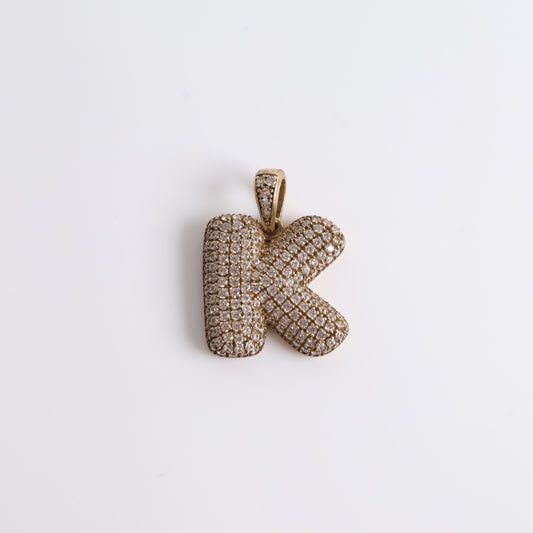 Letter K Pendant 10K Yellow Gold With Zirconia / 5.5gr