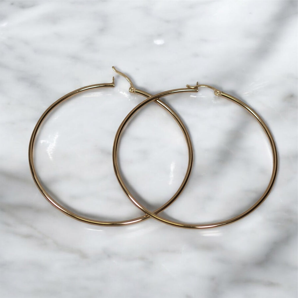 14K YG Luxury  Hoop Earrings / 4.82gr / 2.7in