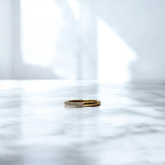 14K Yellow Gold Fashion Engagement Ring With Zircons / 1.2gr / Size 7