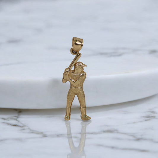 14K YG Baseball Player Pendant / 2.54gr / 1.5in