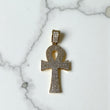 10K Yellow Gold Egyptian Cross Pendant With Zircons / 6gr / 2in