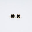 18K YG Black Clover Stud Earrings / 1.55gr / 9mm /