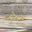 18K Yellow Gold Tejida Letter W Textured Circle- Smooth Balls Bracelet Adjustable / 0.6gr