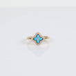 14K Yellow Gold Blue Flower Ring With Zirconia / 2gr / Size 8