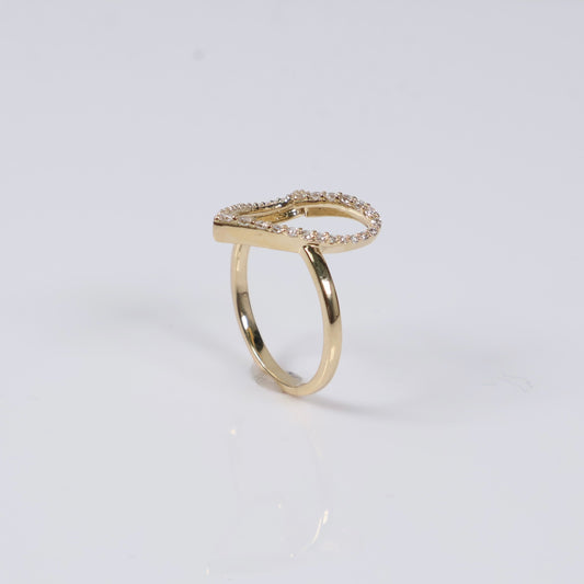 14K YG Lab Diamond Heart Silhouette  Rings / 2.56gr / Sz 6.5 / 0.33 CTTW Lab VS / E-F