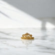 18K Yellow Gold Princess Crown Ring With Zircons / 2.1gr / Size 8