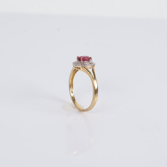 Ruby Ring 10K Yellow Gold With Zirconia / 2gr / Size 7