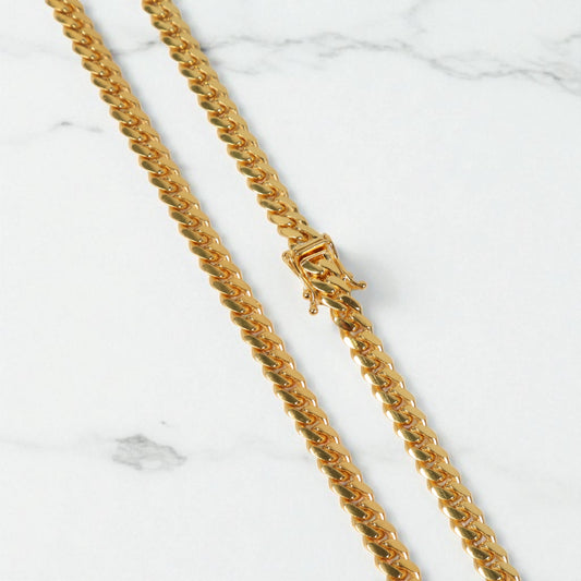 14K YG Micro Cuban Links Chain / 71.1gr / 6.3mm / 24 /