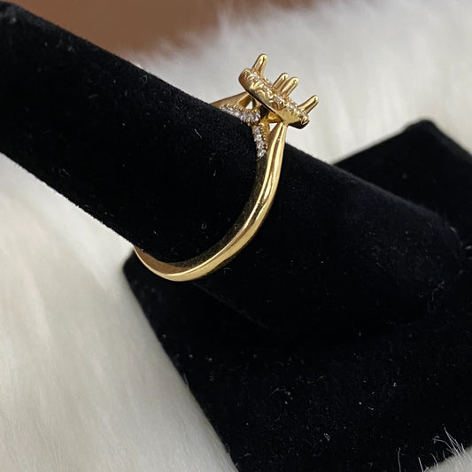 14K Yellow Gold Diamond Circle Wedding Setting No Stone Engagement Ring 0.33Ct Dia / 3.8gr / Size 6.5