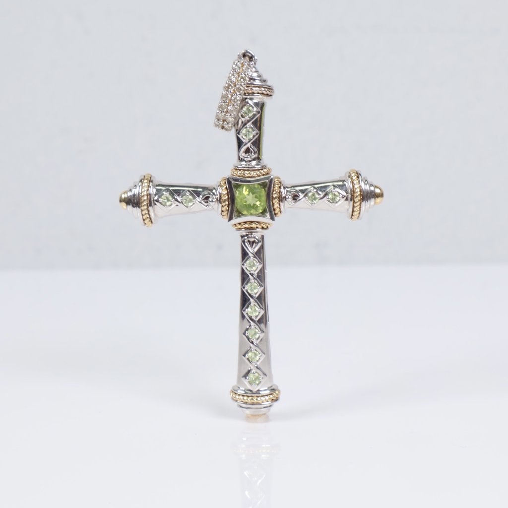 14K WG Lab Diamond Cross Pendant / 18gr / 3in /