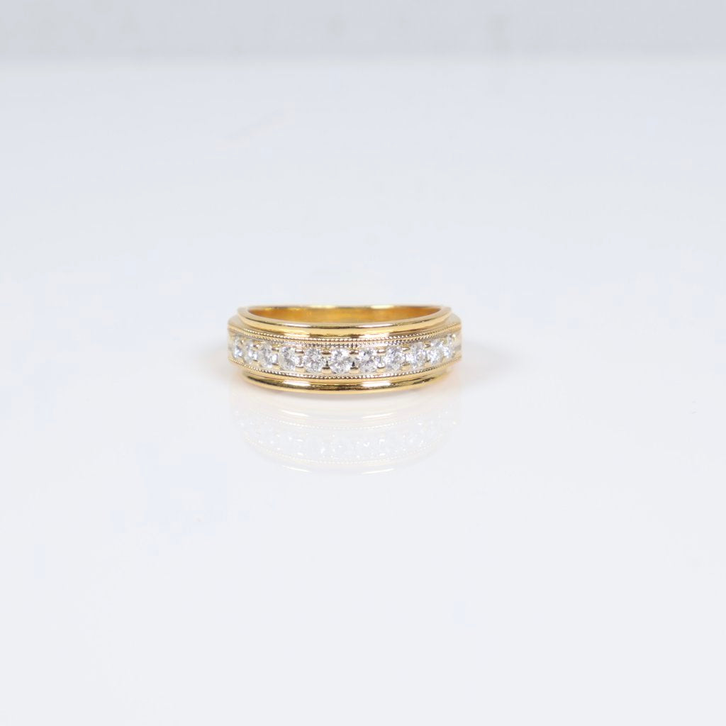 14K YG Diamond Band Engagement Ring / 5.9gr / Sz 7 3/4 / 0.60Ct Dia