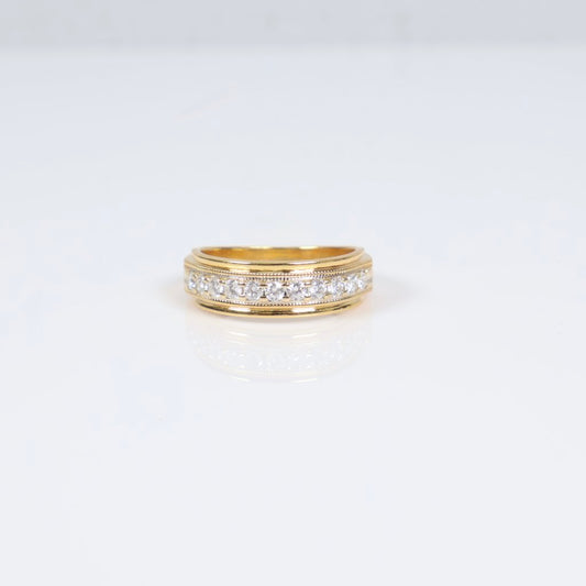14K YG Diamond Band Engagement Ring / 5.9gr / Sz 7 3/4 / 0.60Ct Dia