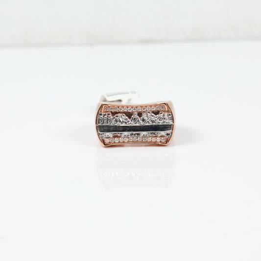 10K Rose-White Gold Diamond Last Supper Ring 0.29Ct Dia / 8.8gr / Size 10