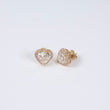 14K YG Lab Diamond Heart Stud Earrings / 4.15gr / 12mm / 4.75Ct Lab / VS / F