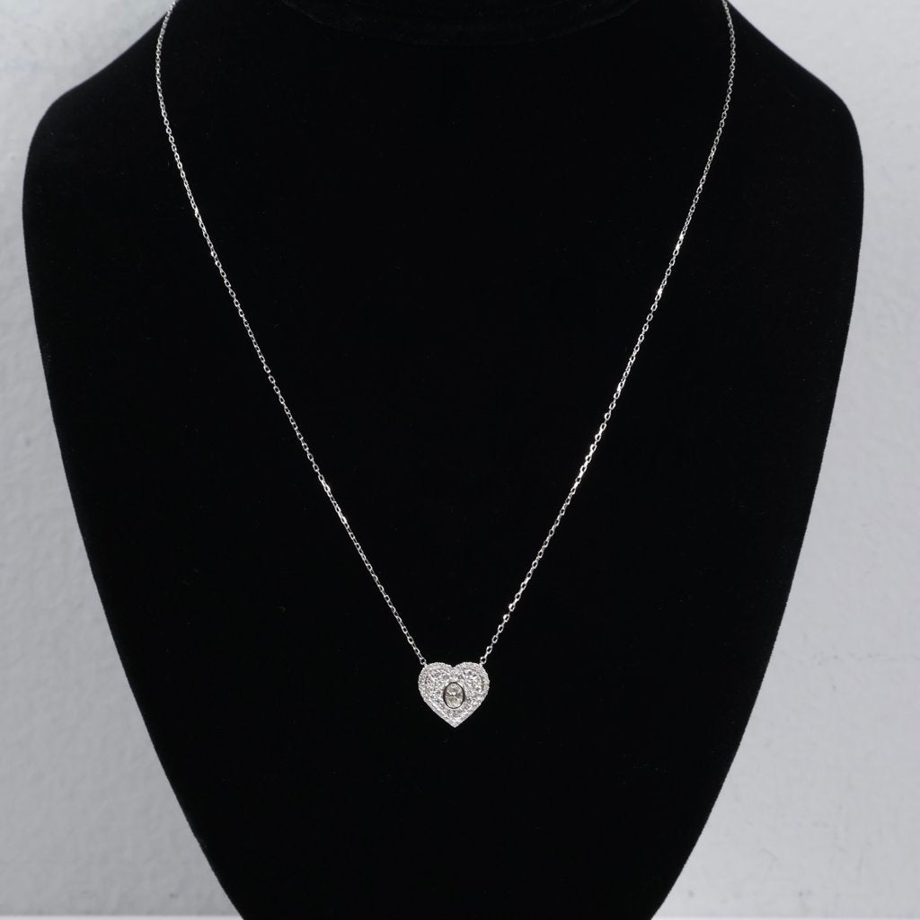 14K WG Diamond Heart Set Jewelry / 2.05gr / 1mm / 18in / 0.50Ct / VS2-SI / G-H