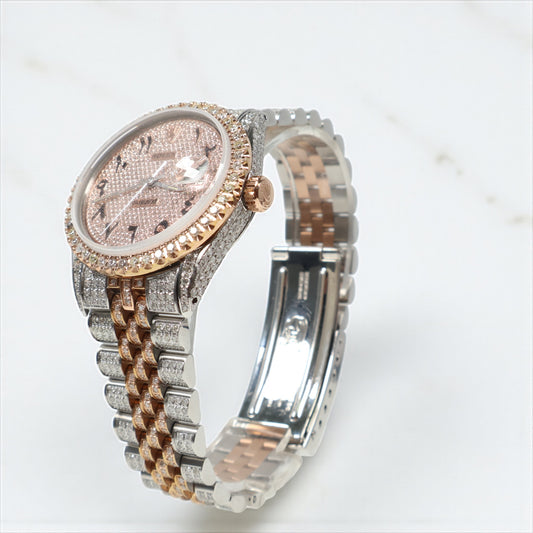 Watch Bustdown Rolex 2 Tone Rose Arabic Numbers / 36mm / Wt Dia