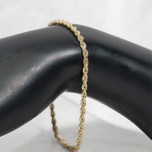 10K YG Rope Bracelet / 12.69gr / 3.9mm / 8in