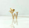 18K Yellow Gold Letter W With Crown Pendant With Zircons / 1.91gr / 1in