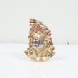 14K 3 Tone Big Jesus Face Pendant / 8.9gr / 1.6in / White Zircons