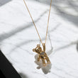 18K Yellow Gold Bear Jewelry Set With Blue/White Zircons / 3.7gr / 16in