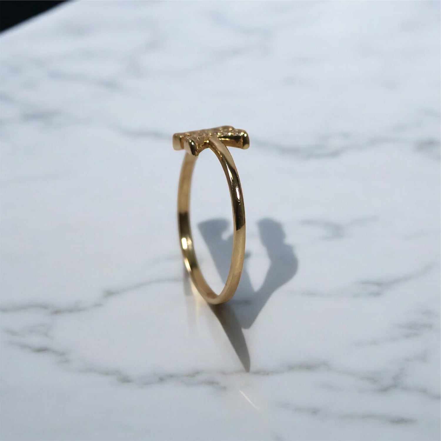 14K YG Letter K Ring / 1.35gr / Sz 7.5