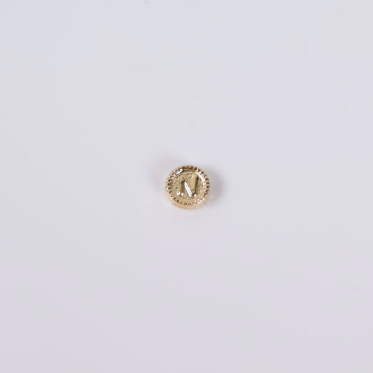 18K YG 0-10 Letter N Mate Bordered Circle Ironwork / 0.37gr / 8mm /