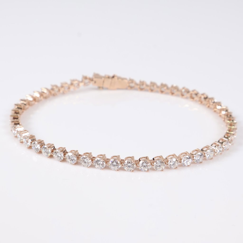 14K RG Lab Diamond Tennis Bracelet / 5.77gr / 3.3mm / 7in / 5.53Ct Lab / VS / F