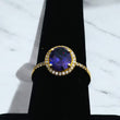 14K Yellow Gold Purplestone Ring With Zirconia / 2.9gr / Size 8.5