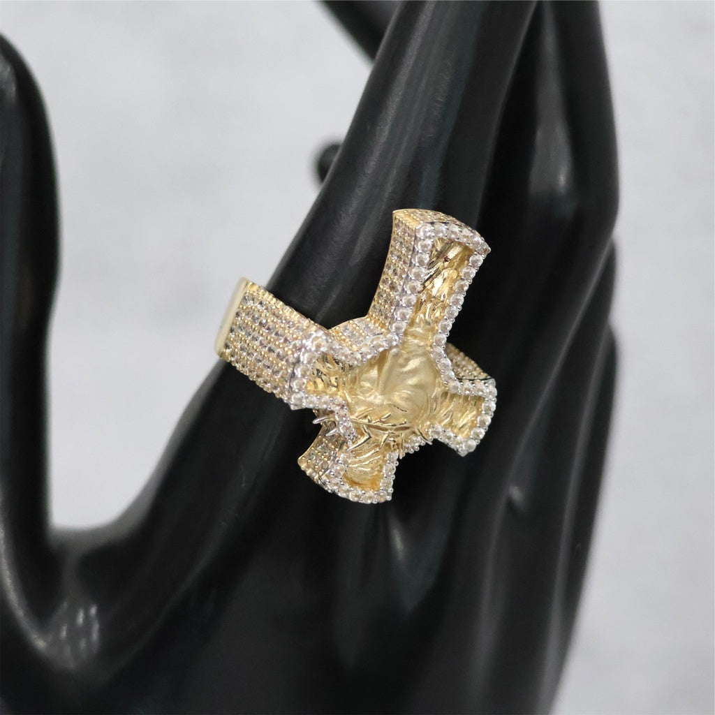 14K YG Jesus Face Ring / 10gr / Sz 10